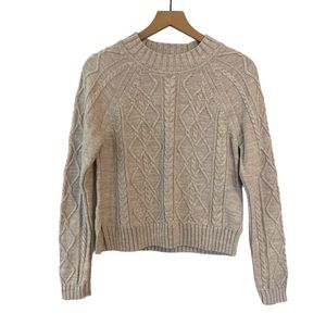 Gap Women’s Beige Cable Knit Crew Neck Sweater | Size S